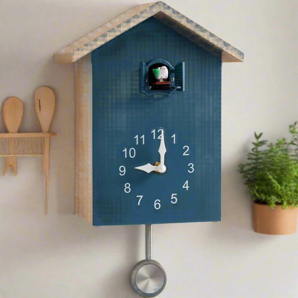 Modern minimalist cuckoo wall clock with bird sound for stylish home décor