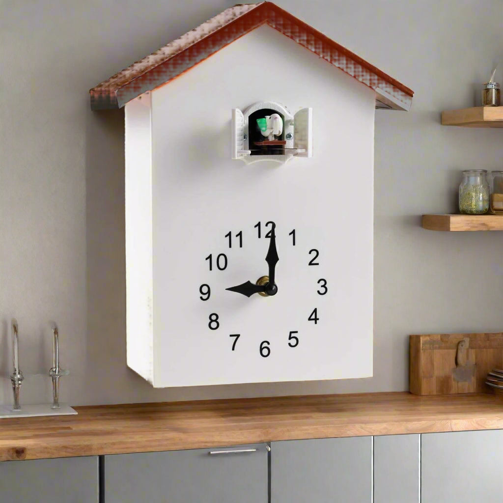 Modern minimalist cuckoo wall clock with bird sound for stylish home décor