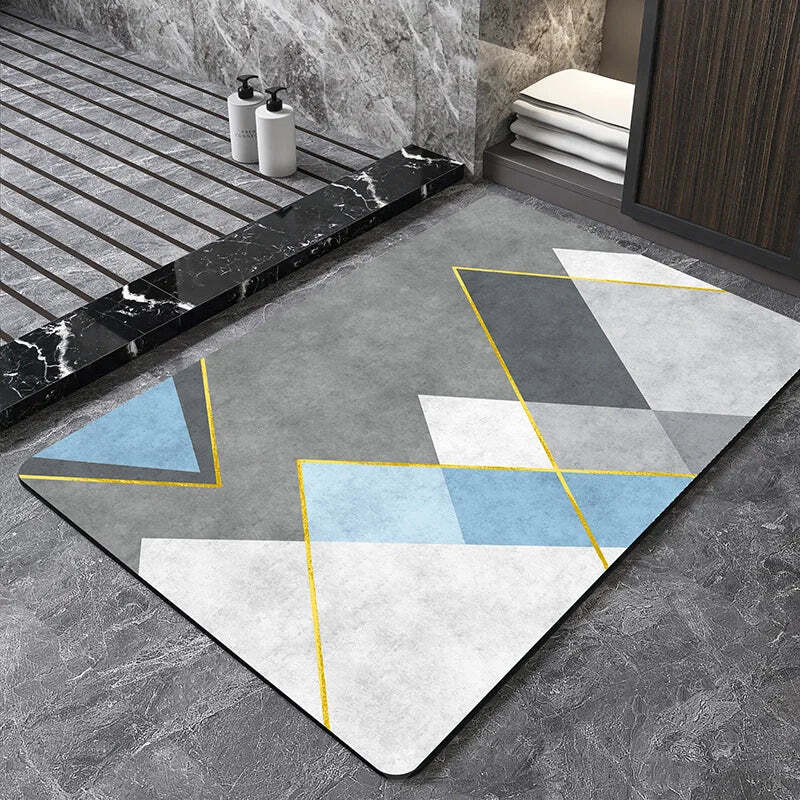 Nordic geometric diatomite bath mat for quick-dry and non-slip comfort