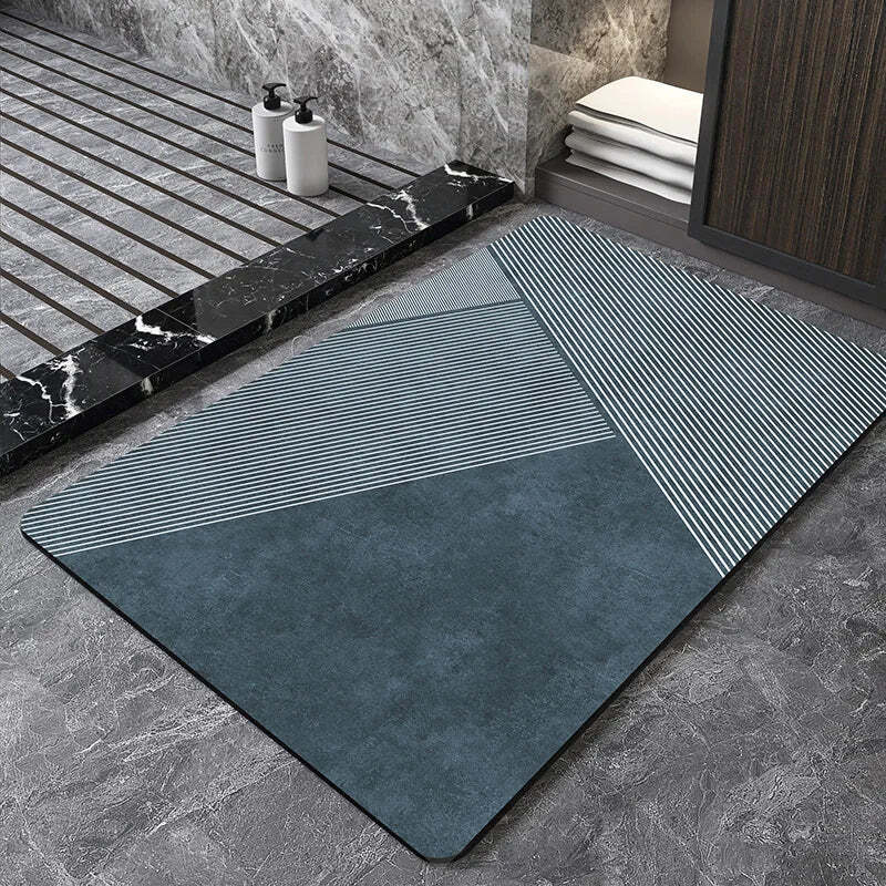 Nordic geometric diatomite bath mat for quick-dry and non-slip comfort