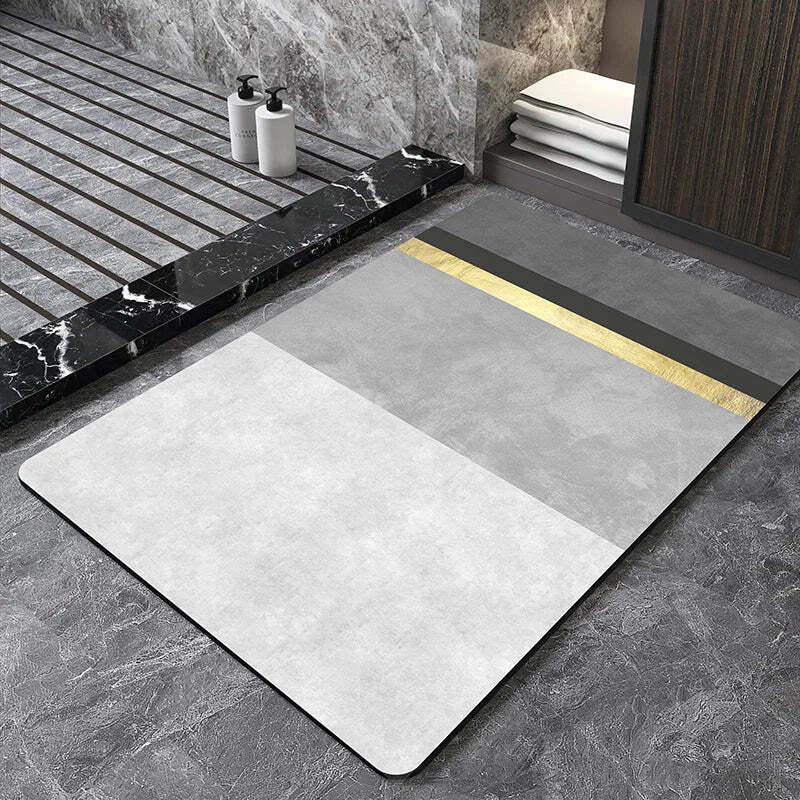 Nordic geometric diatomite bath mat for quick-dry and non-slip comfort