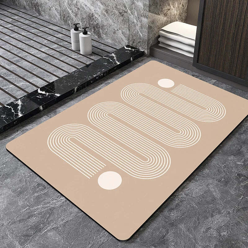 Nordic geometric diatomite bath mat for quick-dry and non-slip comfort