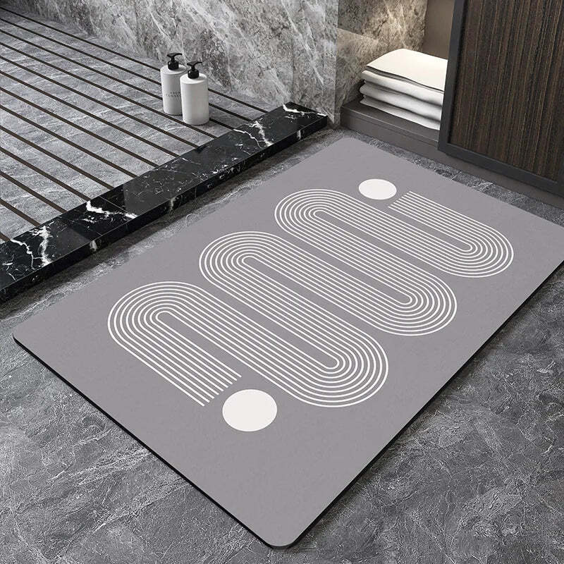 Nordic geometric diatomite bath mat for quick-dry and non-slip comfort