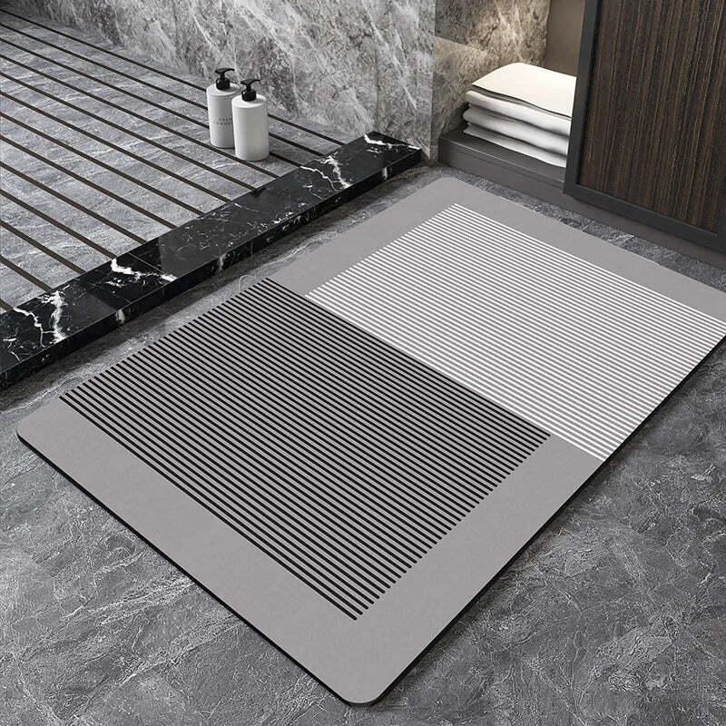 Nordic geometric diatomite bath mat for quick-dry and non-slip comfort