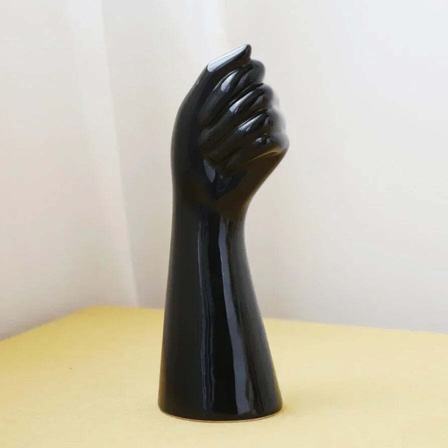 Nordic hand shape ceramic vase for home and office decor