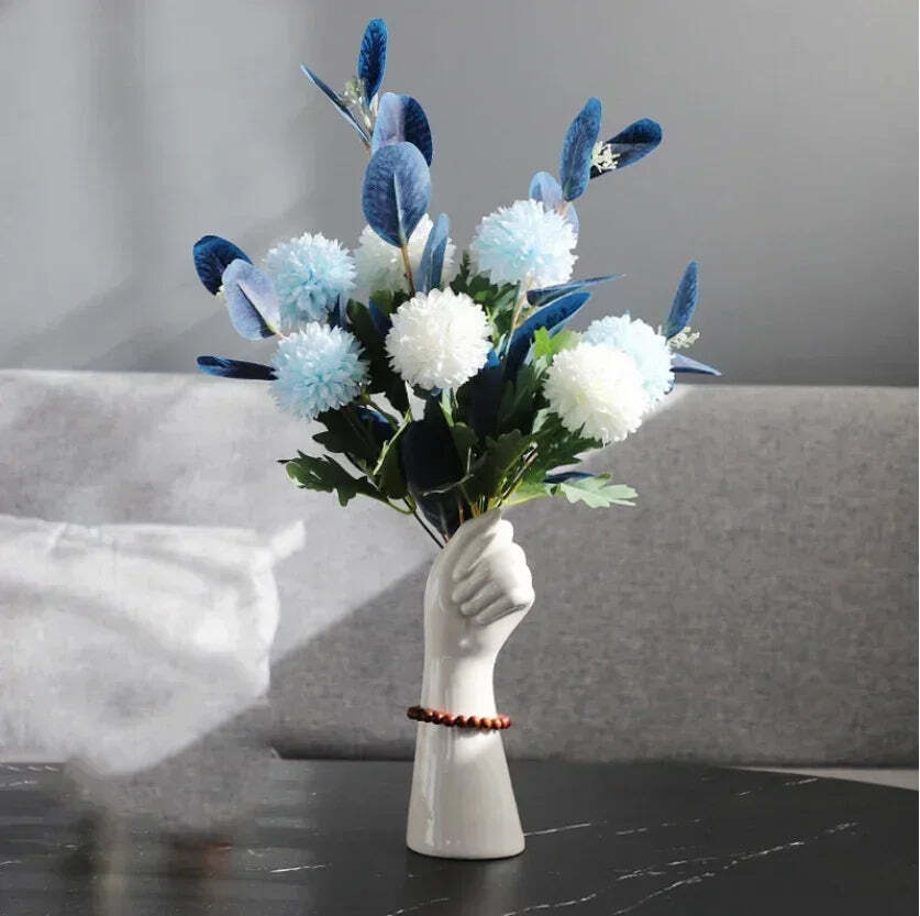 Nordic hand shape ceramic vase for home and office decor