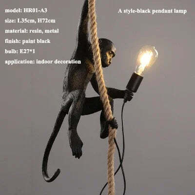 Nordic resin monkey LED pendant light for modern home decor