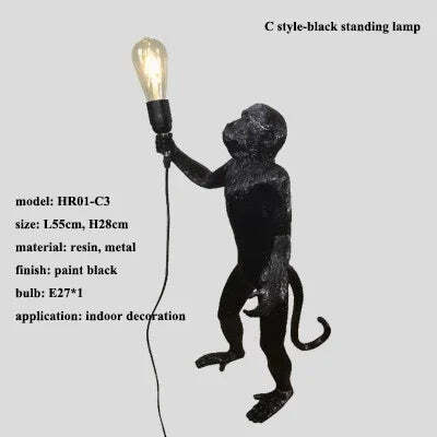 Nordic resin monkey LED pendant light for modern home decor