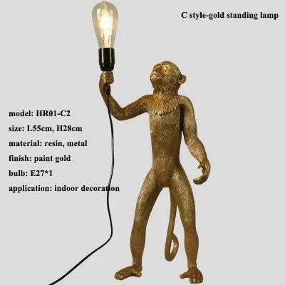 Nordic resin monkey LED pendant light for modern home decor