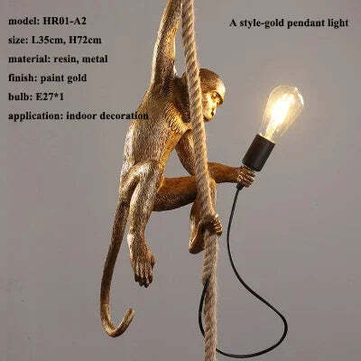 Nordic resin monkey LED pendant light for modern home decor