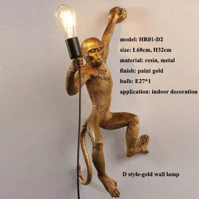 Nordic resin monkey LED pendant light for modern home decor