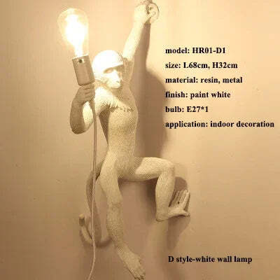 Nordic resin monkey LED pendant light for modern home decor