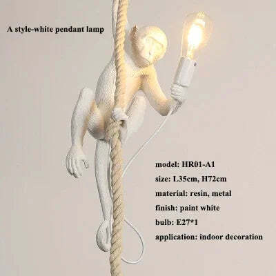 Nordic resin monkey LED pendant light for modern home decor