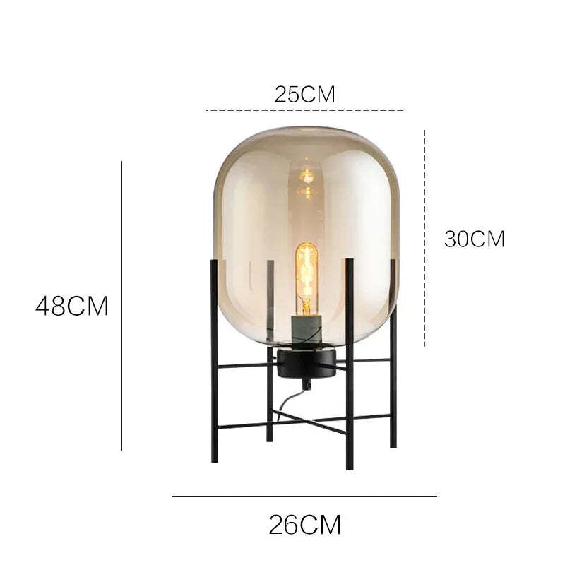 Nordic style smoke gray glass floor lamp for modern living rooms and bedrooms