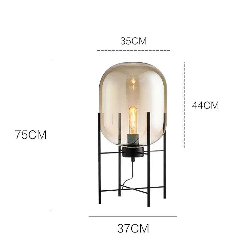 Nordic style smoke gray glass floor lamp for modern living rooms and bedrooms