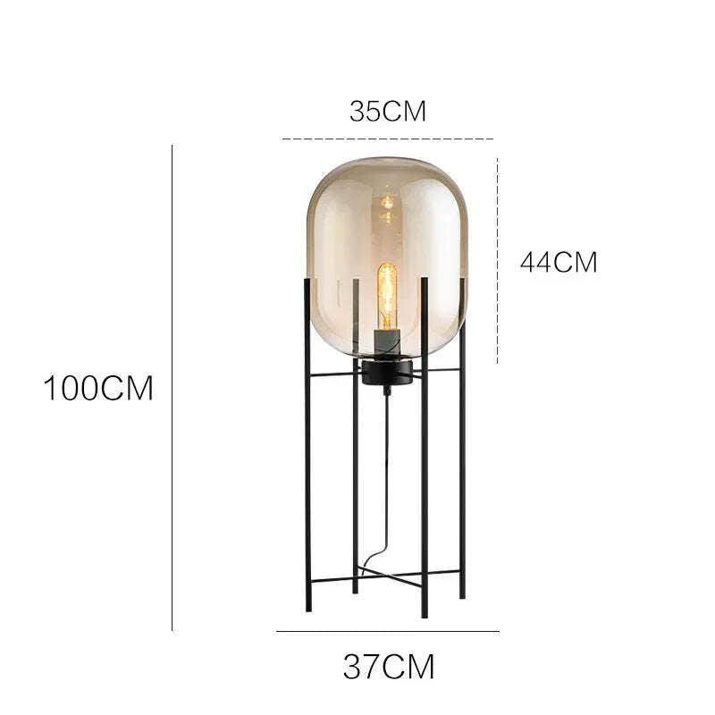 Nordic style smoke gray glass floor lamp for modern living rooms and bedrooms