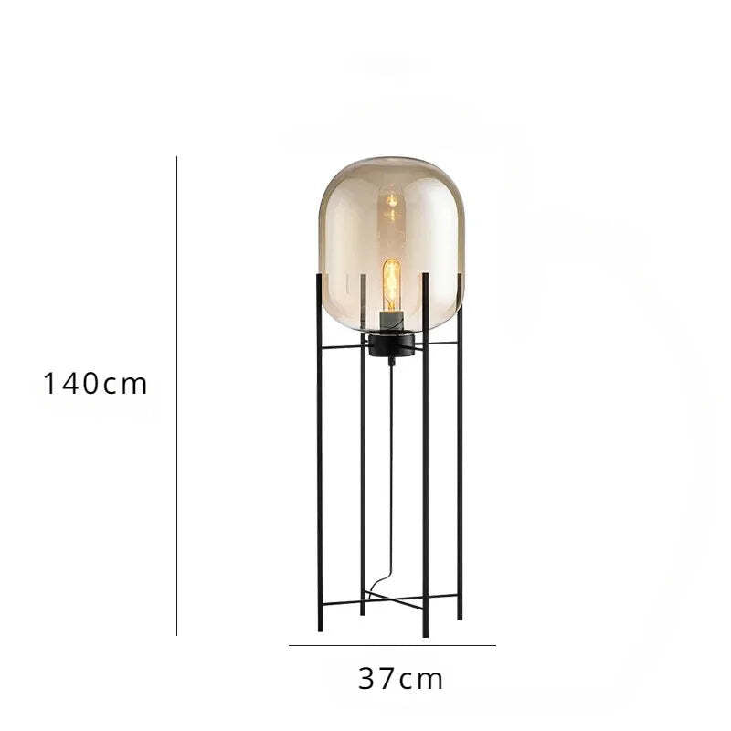 Nordic style smoke gray glass floor lamp for modern living rooms and bedrooms