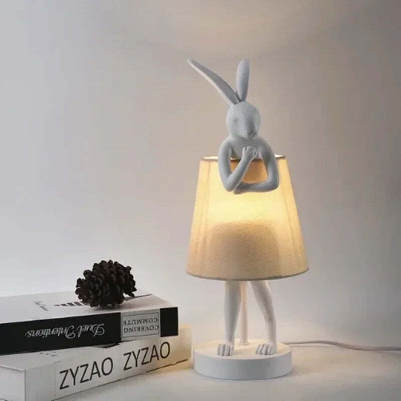 Rabbit table lamp – creative resin light for bedroom and study decor