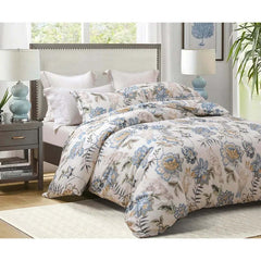 Reversible botanical duvet cover set in yellow with floral pattern