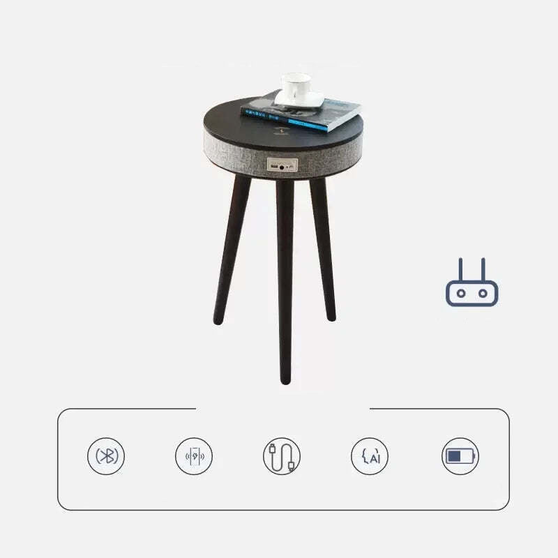 Smart Bluetooth coffee table with wireless charger and built-in speaker for modern living rooms