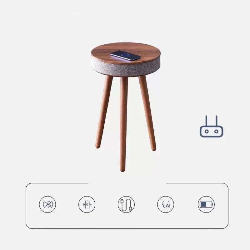 Smart Bluetooth coffee table with wireless charger and built-in speaker for modern living rooms