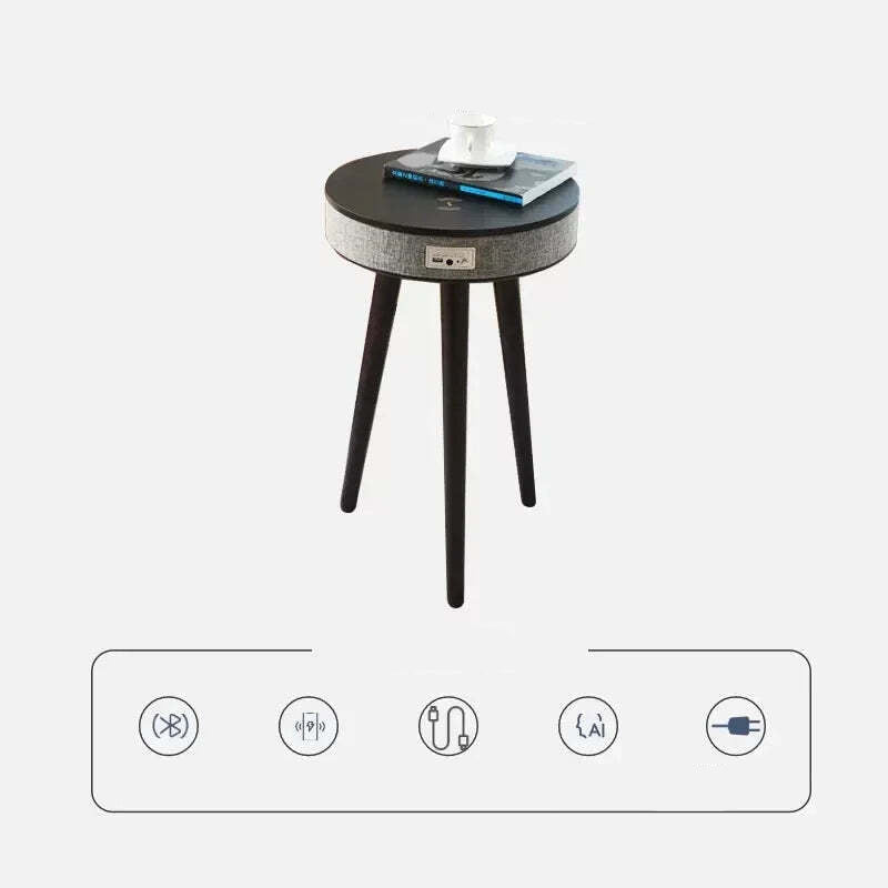 Smart Bluetooth coffee table with wireless charger and built-in speaker for modern living rooms