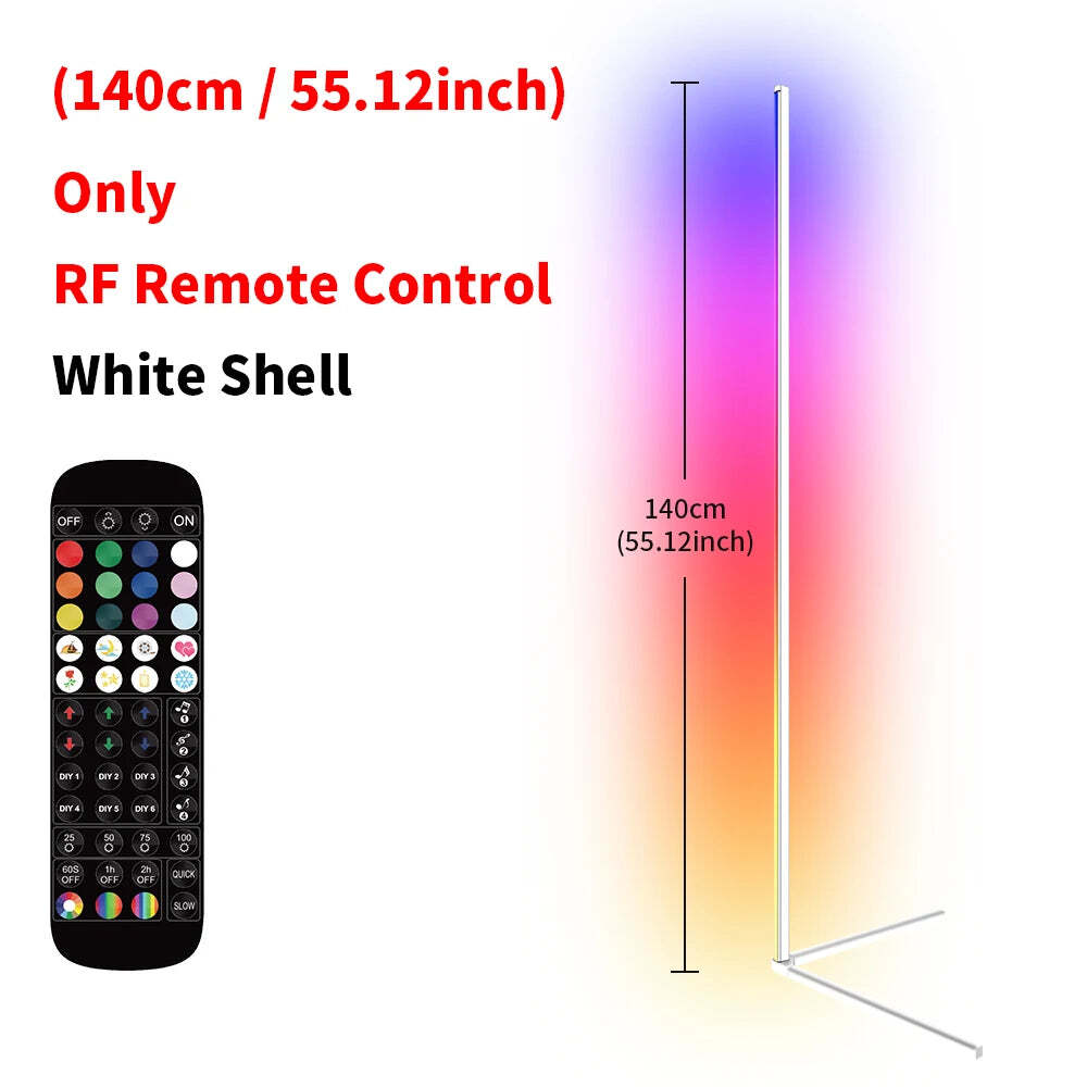 Smart RGB corner floor lamp with app control and music sync for modern home décor