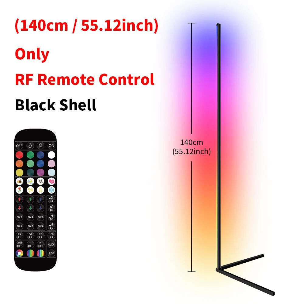 Smart RGB corner floor lamp with app control and music sync for modern home décor