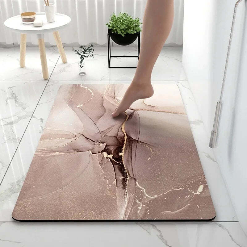 Soft diatomaceous earth bath mat with non-slip rubber backing