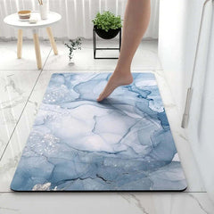 Soft diatomaceous earth bath mat with non-slip rubber backing