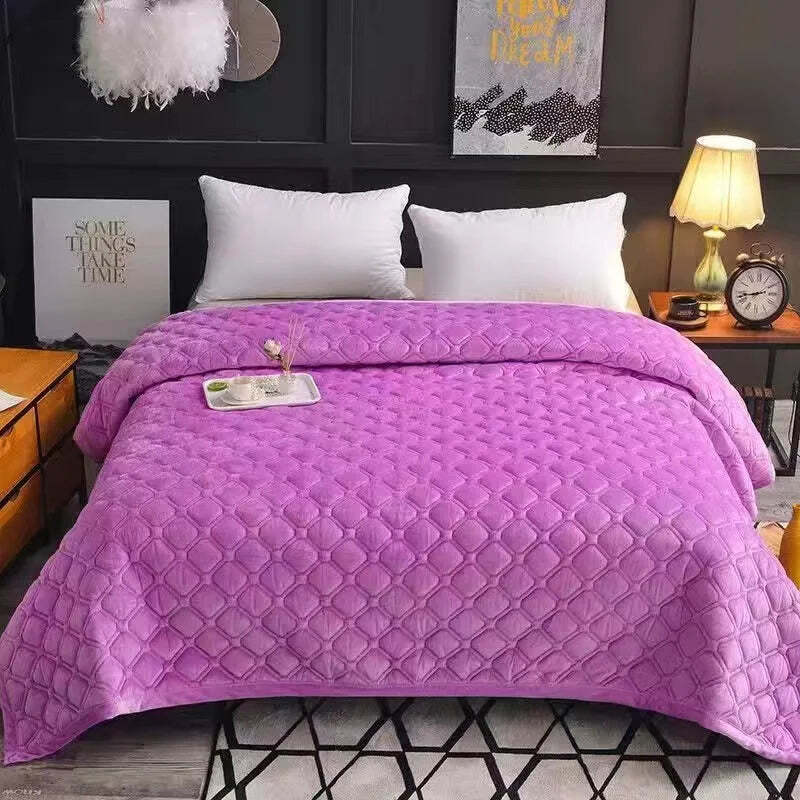 Soft velvet quilted bed cover blanket for a cozy home