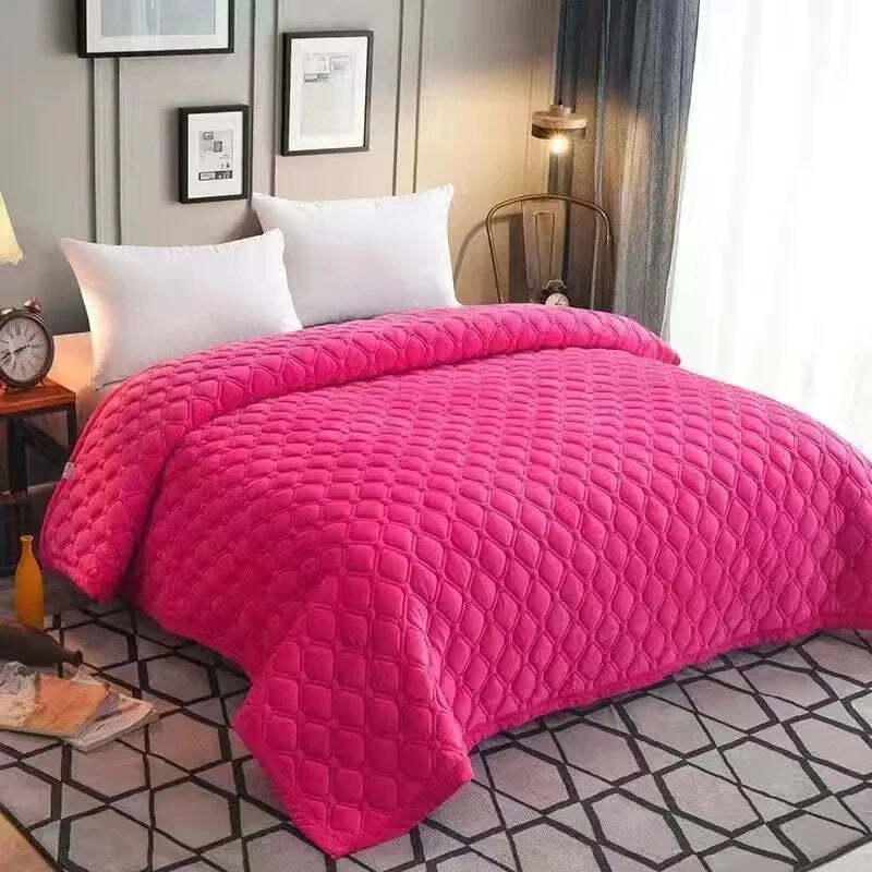 Soft velvet quilted bed cover blanket for a cozy home