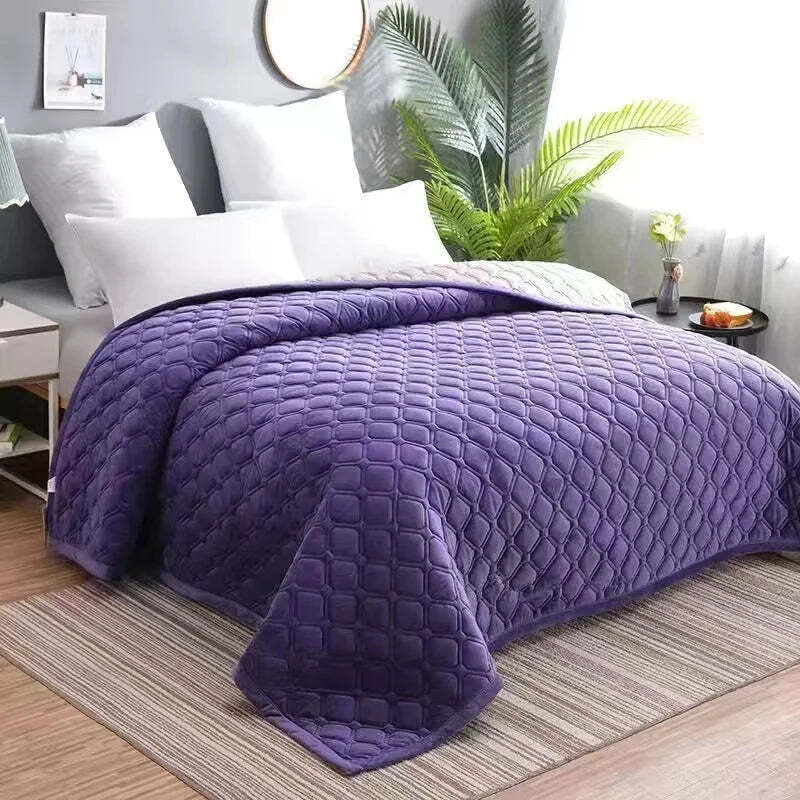 Soft velvet quilted bed cover blanket for a cozy home