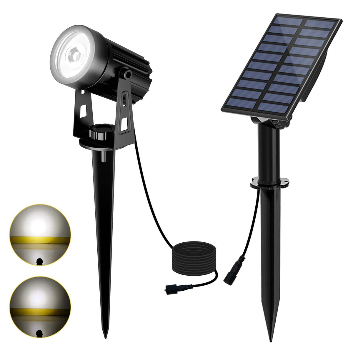 Solar LED outdoor spotlight with IP65 waterproof design and Google Assistant compatibility