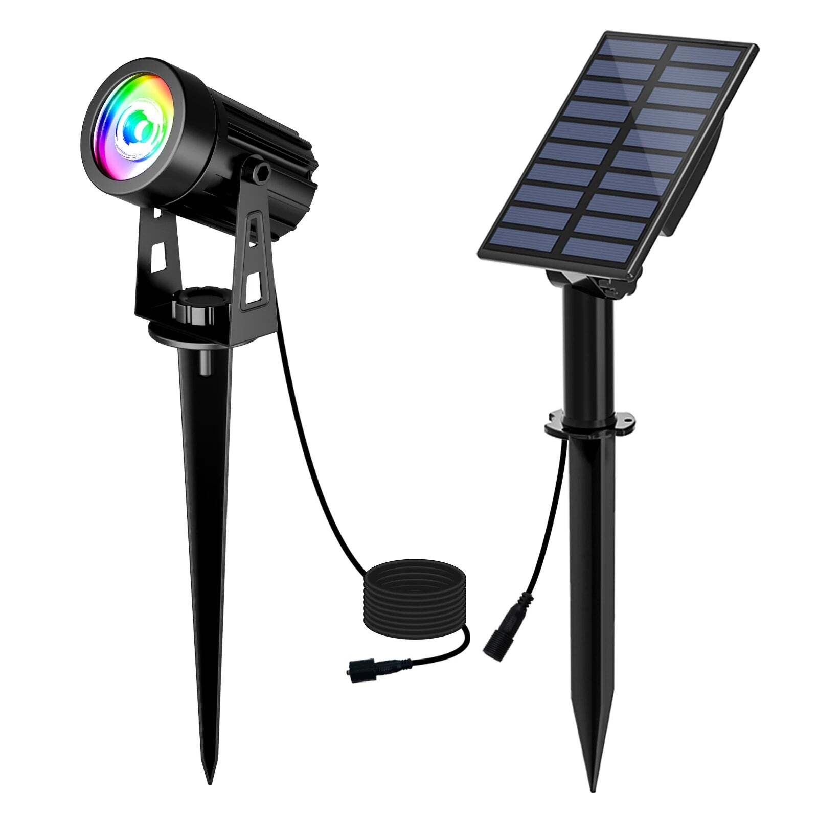 Solar LED outdoor spotlight with IP65 waterproof design and Google Assistant compatibility