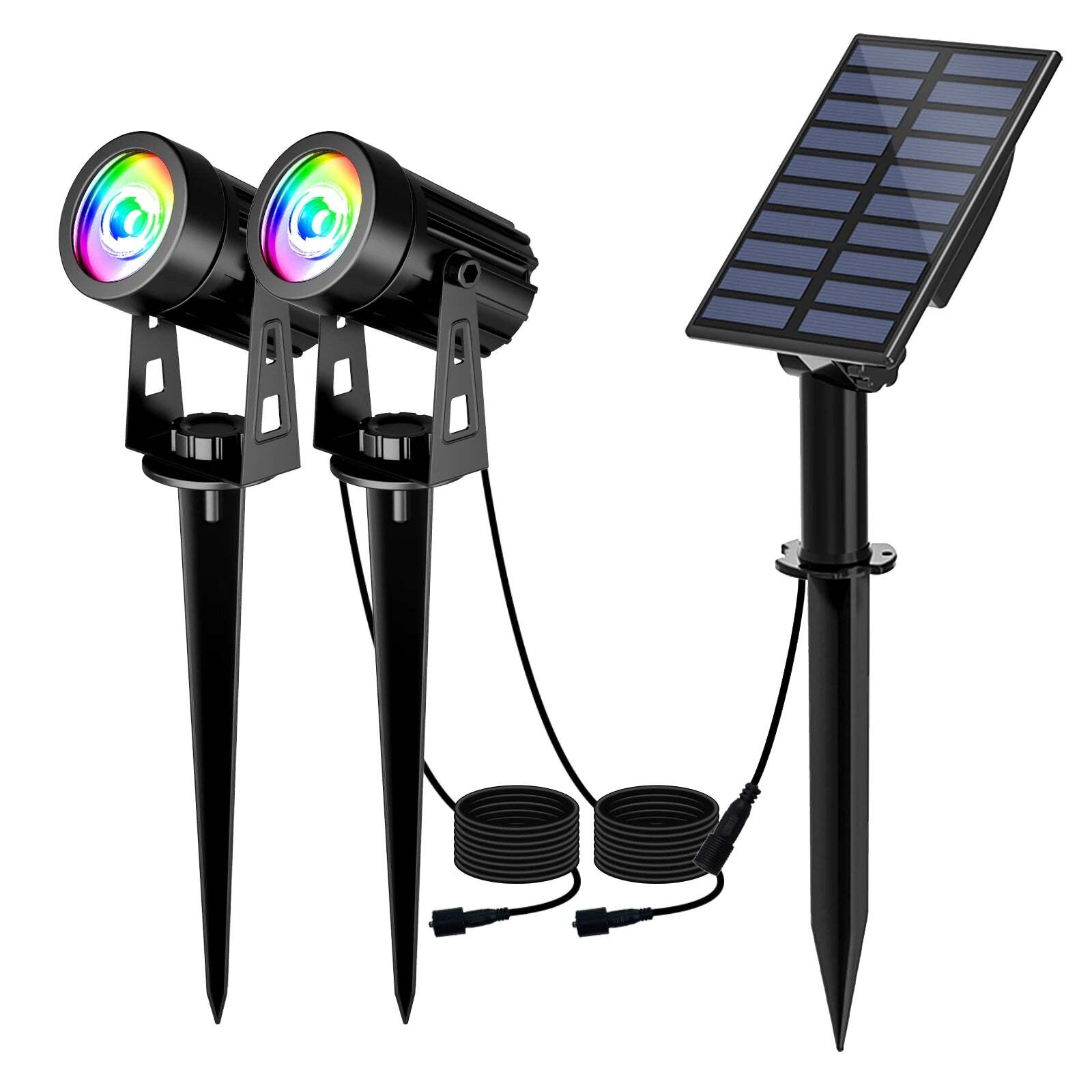 Solar LED outdoor spotlight with IP65 waterproof design and Google Assistant compatibility