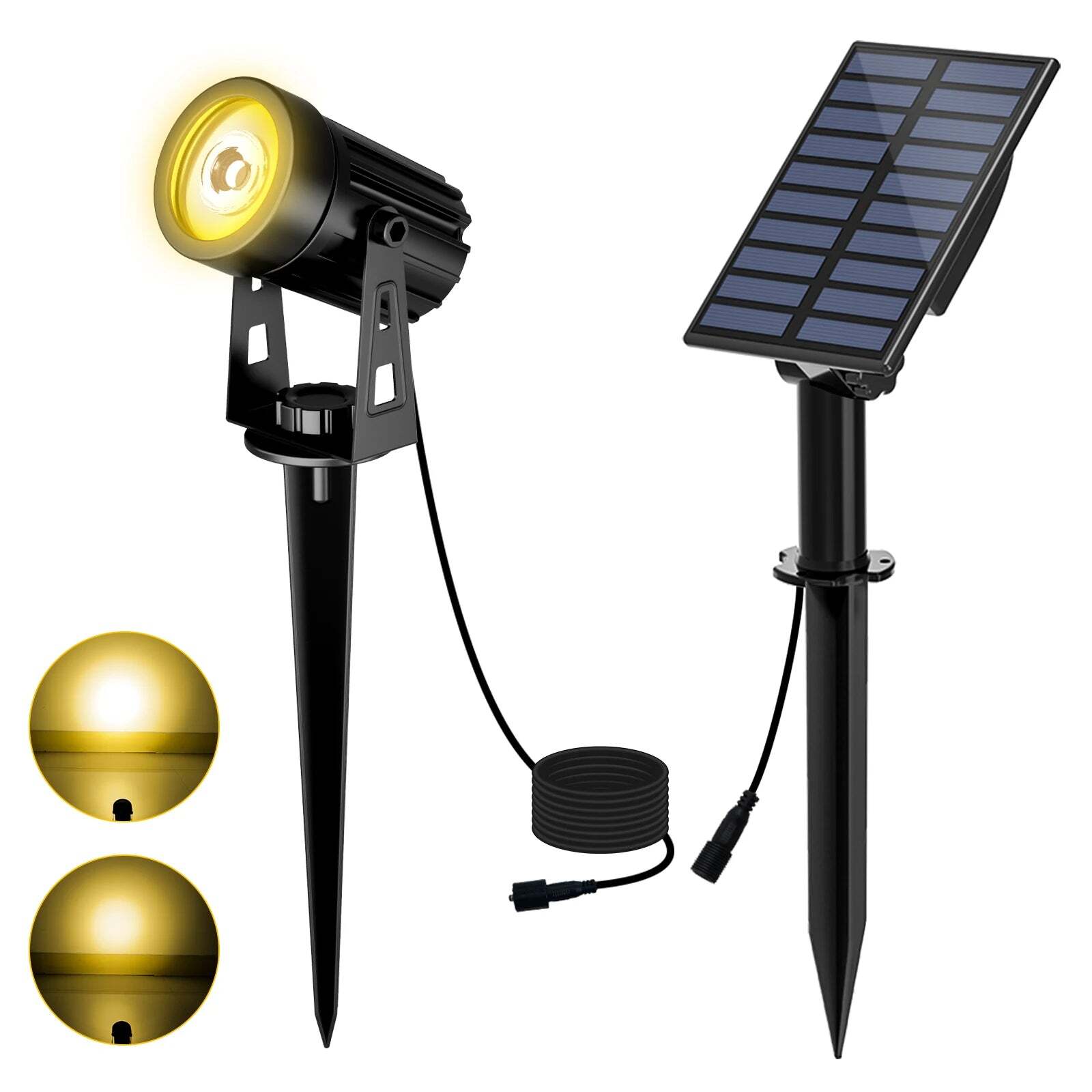 Solar LED outdoor spotlight with IP65 waterproof design and Google Assistant compatibility