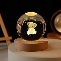 Starry sky astronaut crystal ball with glowing wooden base decoration