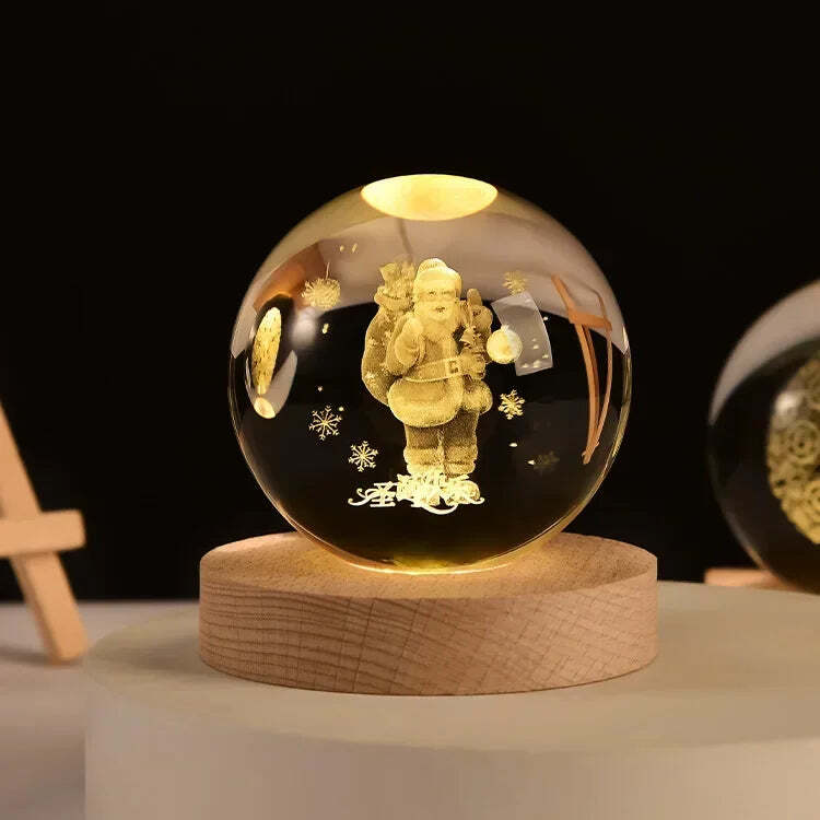 Starry sky astronaut crystal ball with glowing wooden base decoration