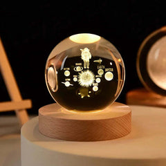 Starry sky astronaut crystal ball with glowing wooden base decoration