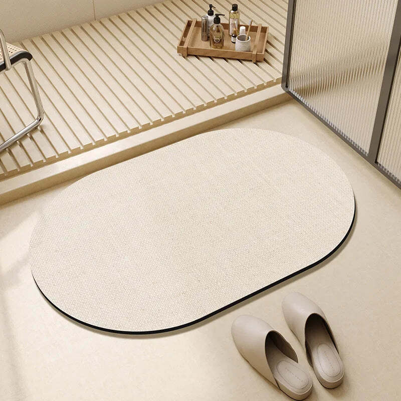 Super absorbent diatomite bath mat with non-slip rubber backing