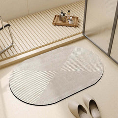 Super absorbent diatomite bath mat with non-slip rubber backing