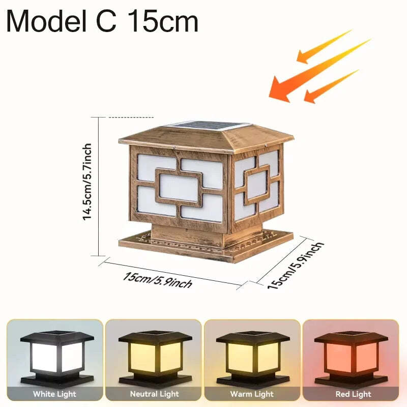 Timed LED solar outdoor light pillar - waterproof garden pathway and yard decor lamp