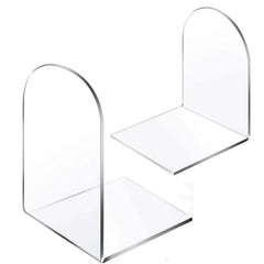 Transparent acrylic bookends for stylish bookshelf organization and decor