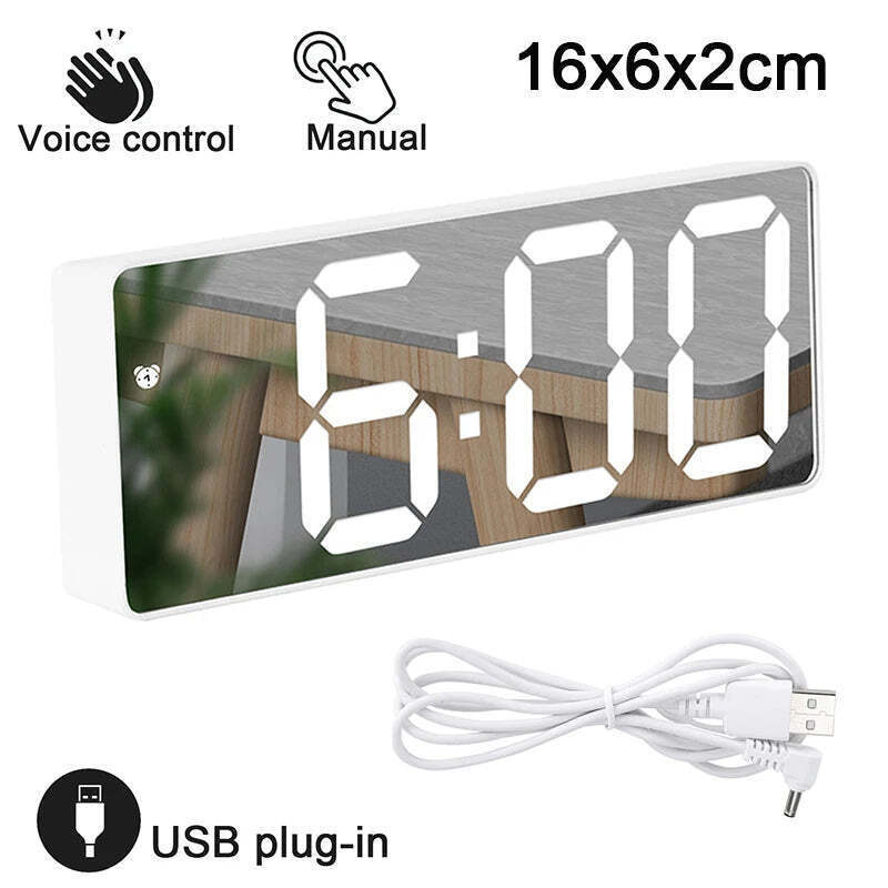 Wall-mounted digital wall clock with remote control and dual alarms