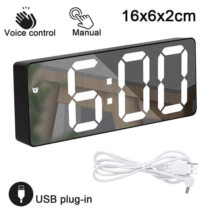 Wall-mounted digital wall clock with remote control and dual alarms