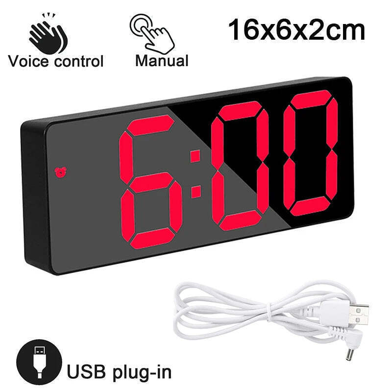 Wall-mounted digital wall clock with remote control and dual alarms