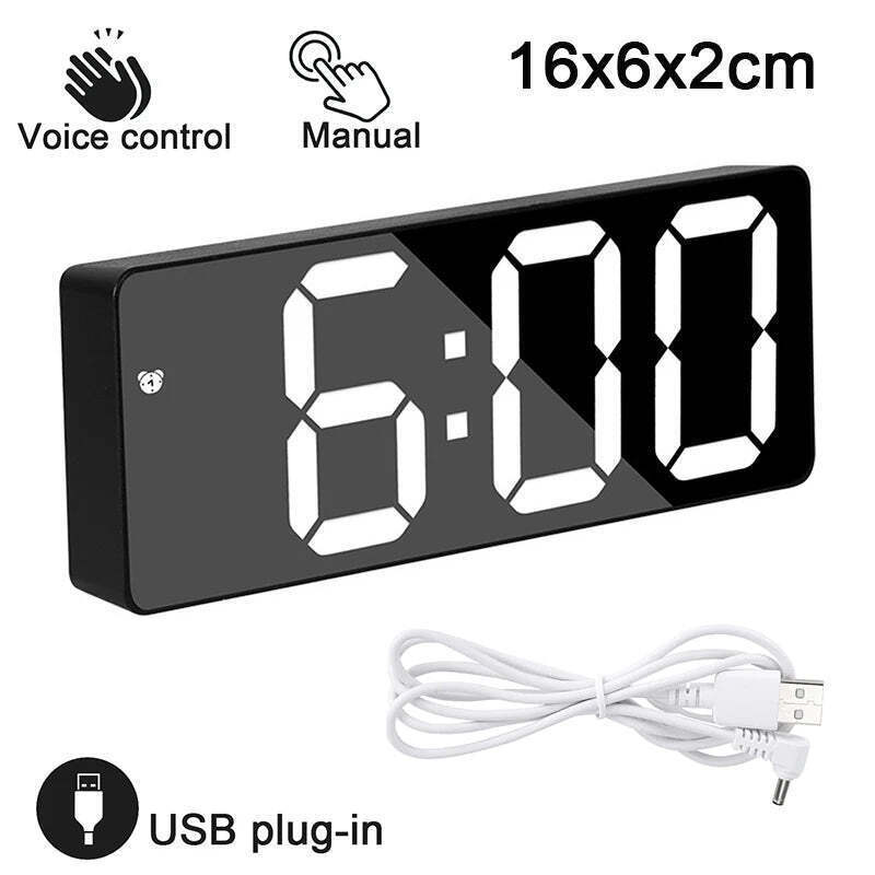 Wall-mounted digital wall clock with remote control and dual alarms