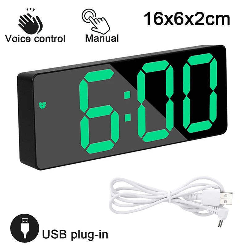 Wall-mounted digital wall clock with remote control and dual alarms