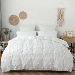 Wostar summer white pinch pleat duvet cover set for luxury bedding